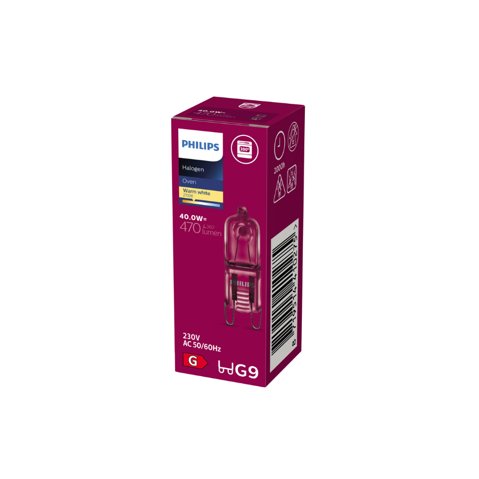 Philips Halogenpære G9 Ovn 40W 2700K Klar