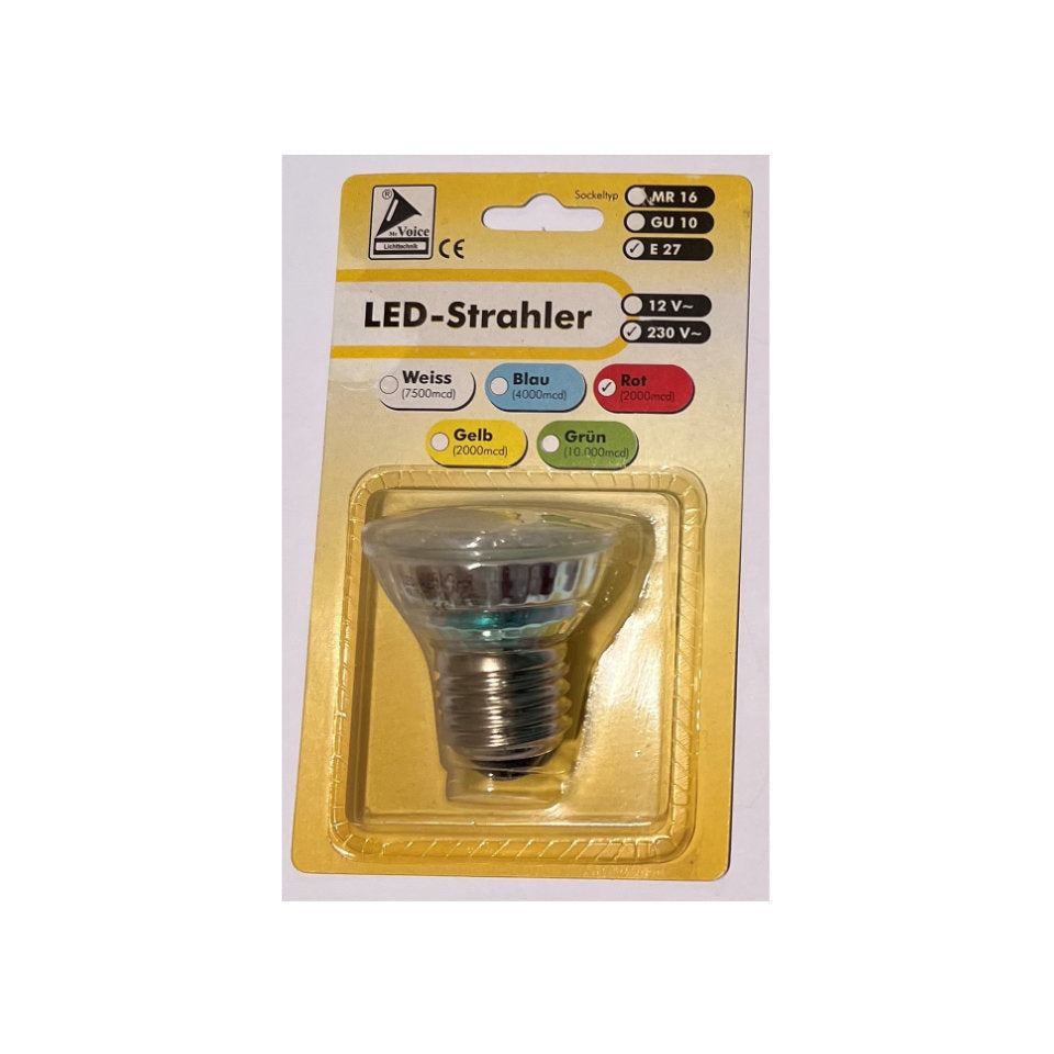 Mc Voice LED PAR16 1W Rød Klar E27