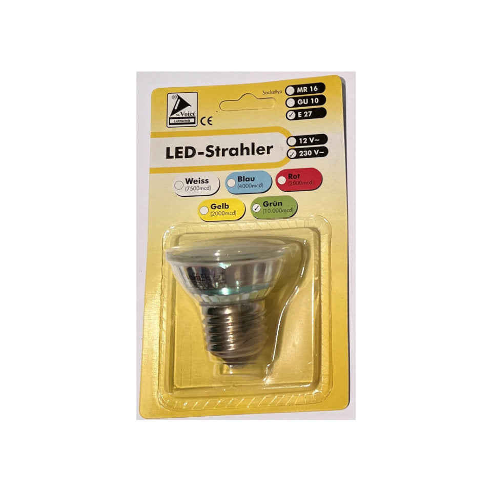 Mc Voice LED PAR16 1W Grøn Klar E27