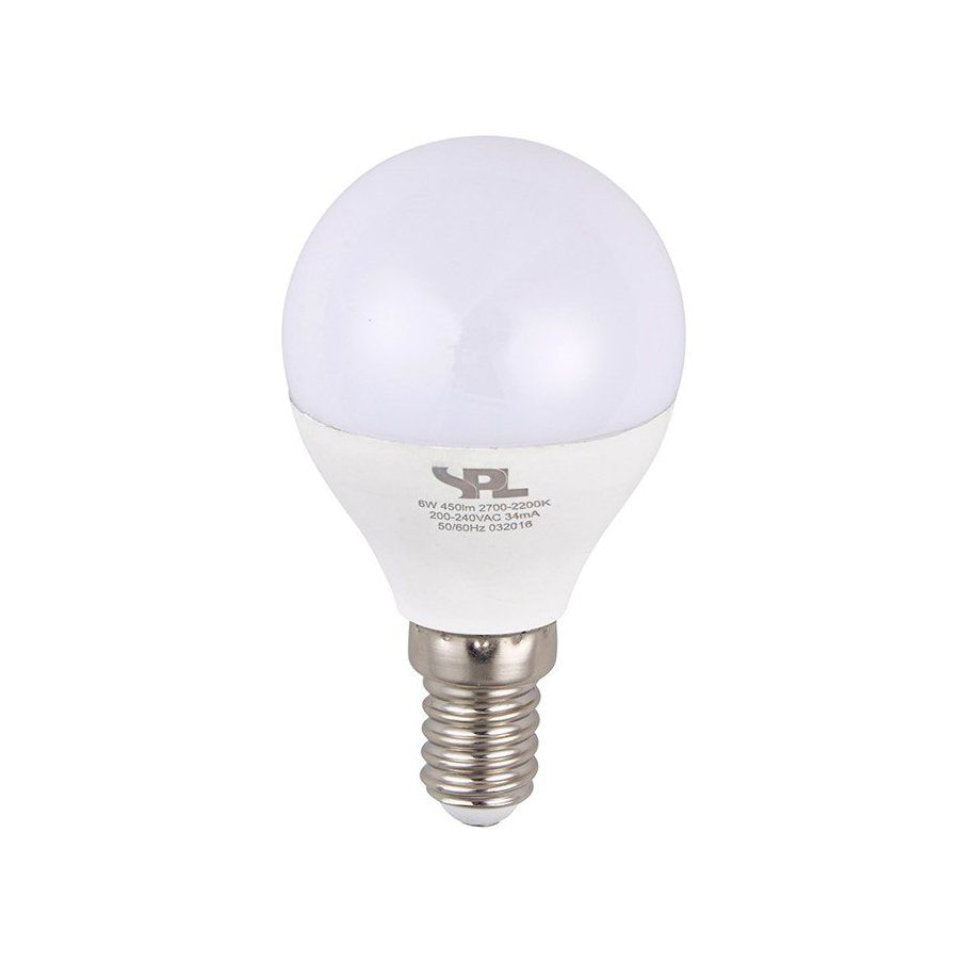 SPL LED Kronepære 6W(39W) 927-922 450lm Dim Mat E14