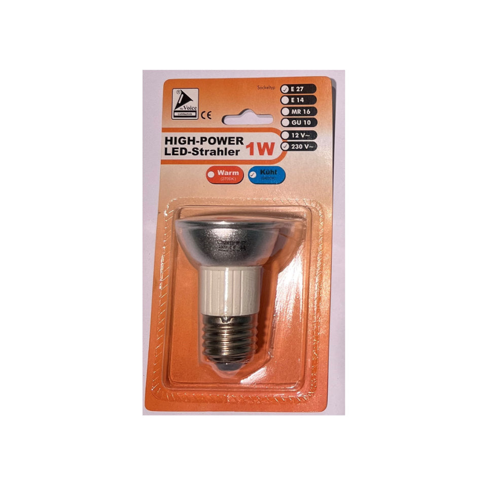 Mc Voice LED PAR16 1W 864 Sølv E27