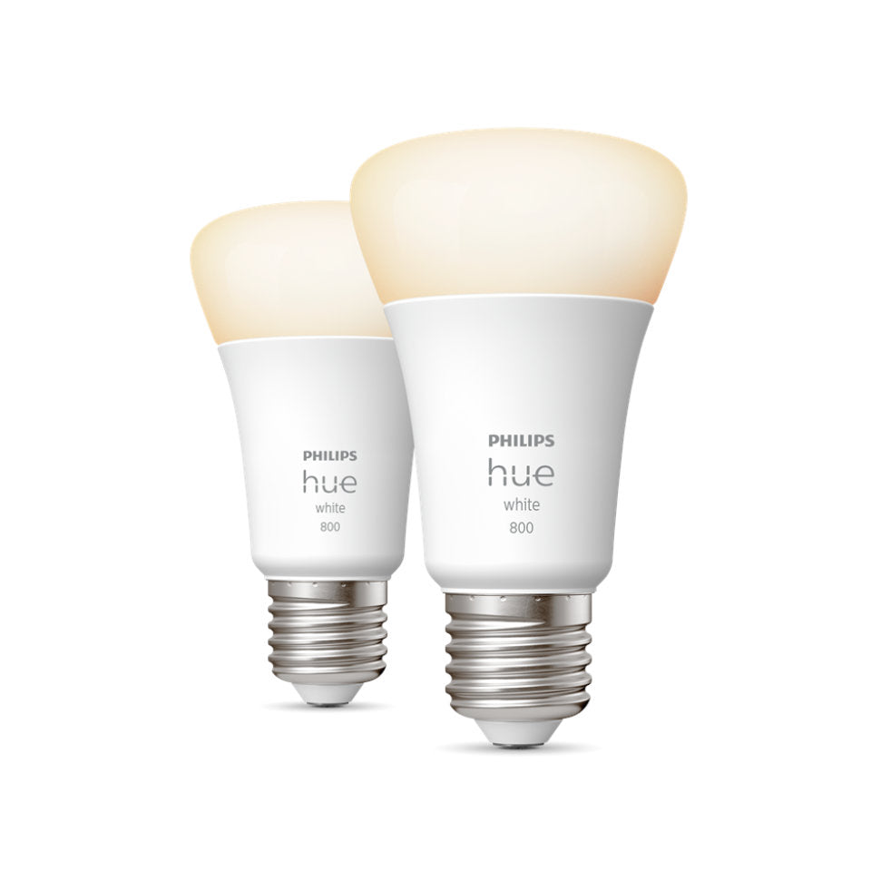 Philips Hue LED Standardpære 9W White E27 2-Pak