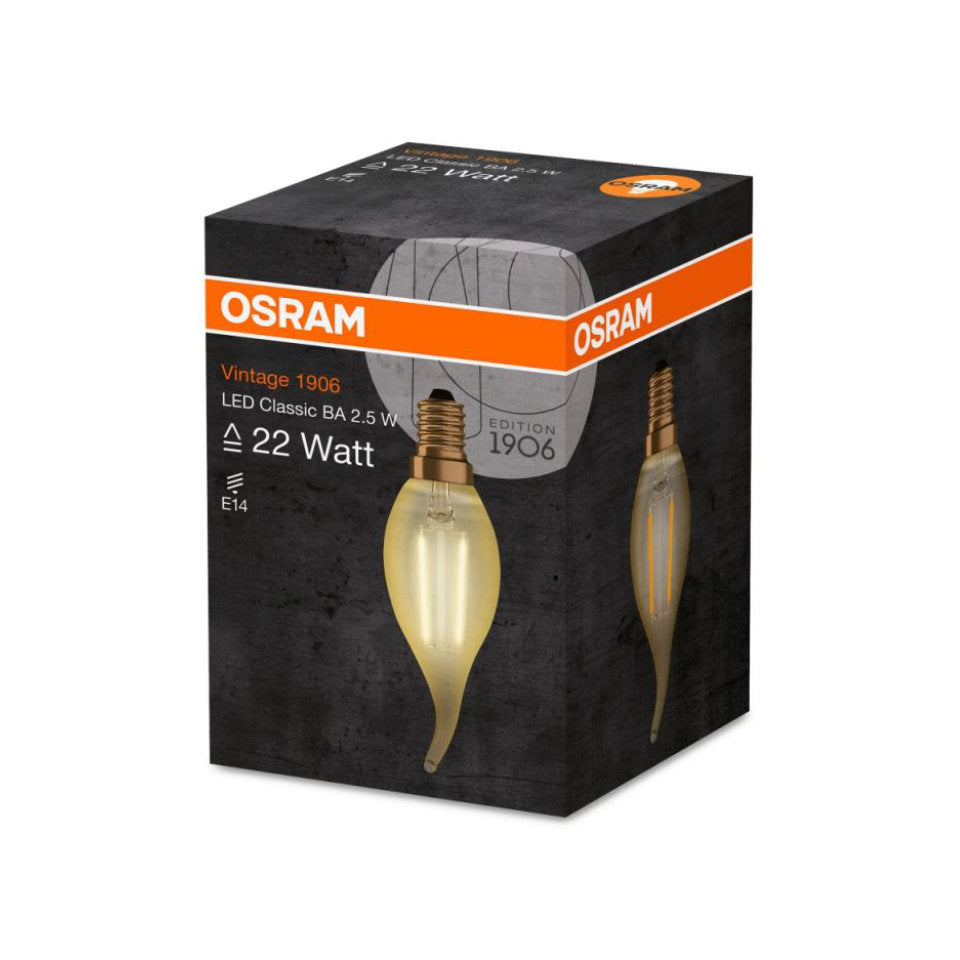 Osram LED Kertepære 2,5W(22W) 825 220lm Gold Vind E14