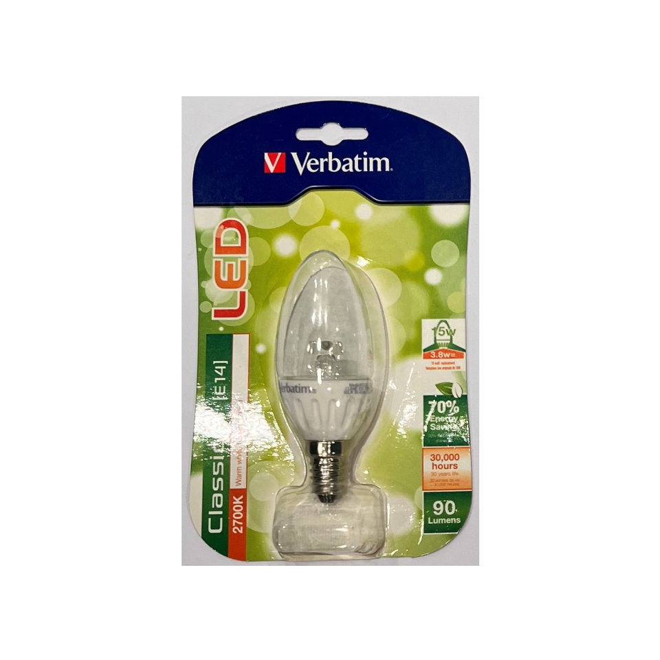 Verbatim LED Kertepære 3,8W(15W) 827 90lm Klar E14