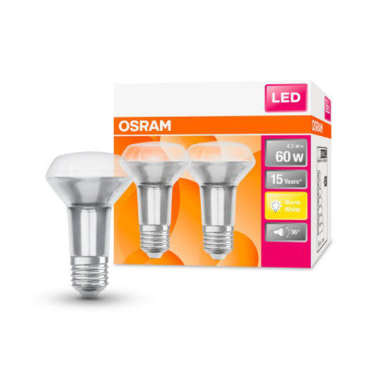 Osram LED Reflektorpære R63 4,8W(60W) 827 350lm 36° Sølv E27 2-Pak