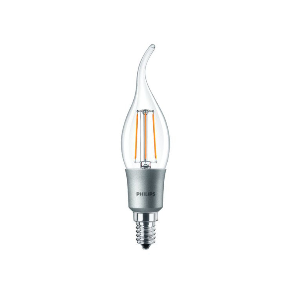 Philips LED Kertepære 4,5W(40W) 827 470lm Dim Klar Vindstød E14