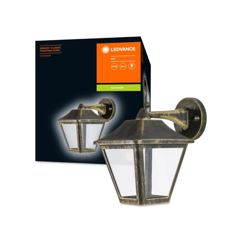 Ledvance Væglampe 23cm. E27 Sort/Guld IP44