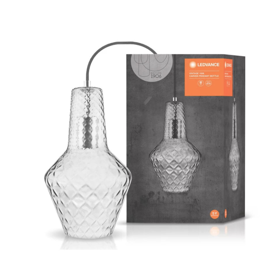 Ledvance Loftlampe Carved Pendant Bottle Smoke 18cm E27