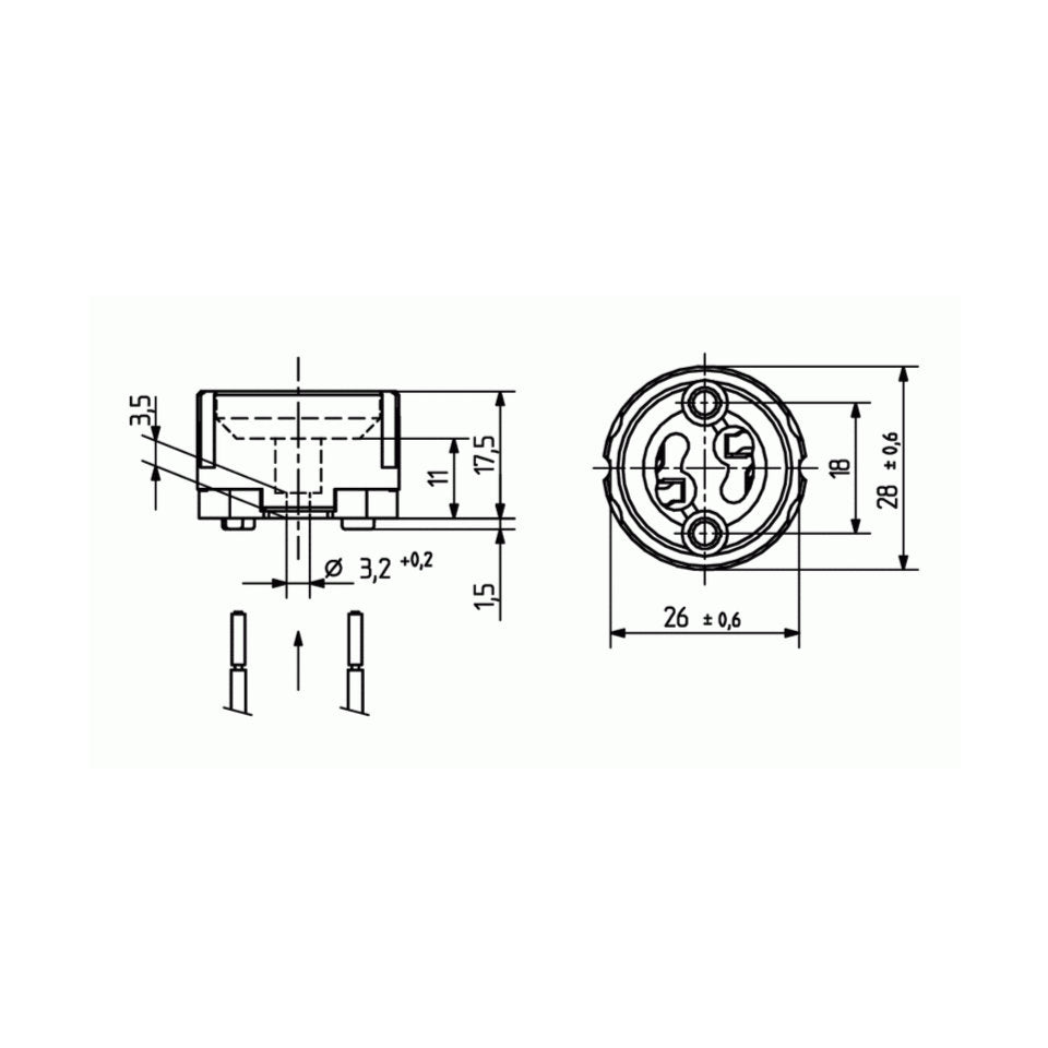 BJB Fatning GU10 Keramik U/ledning 2A