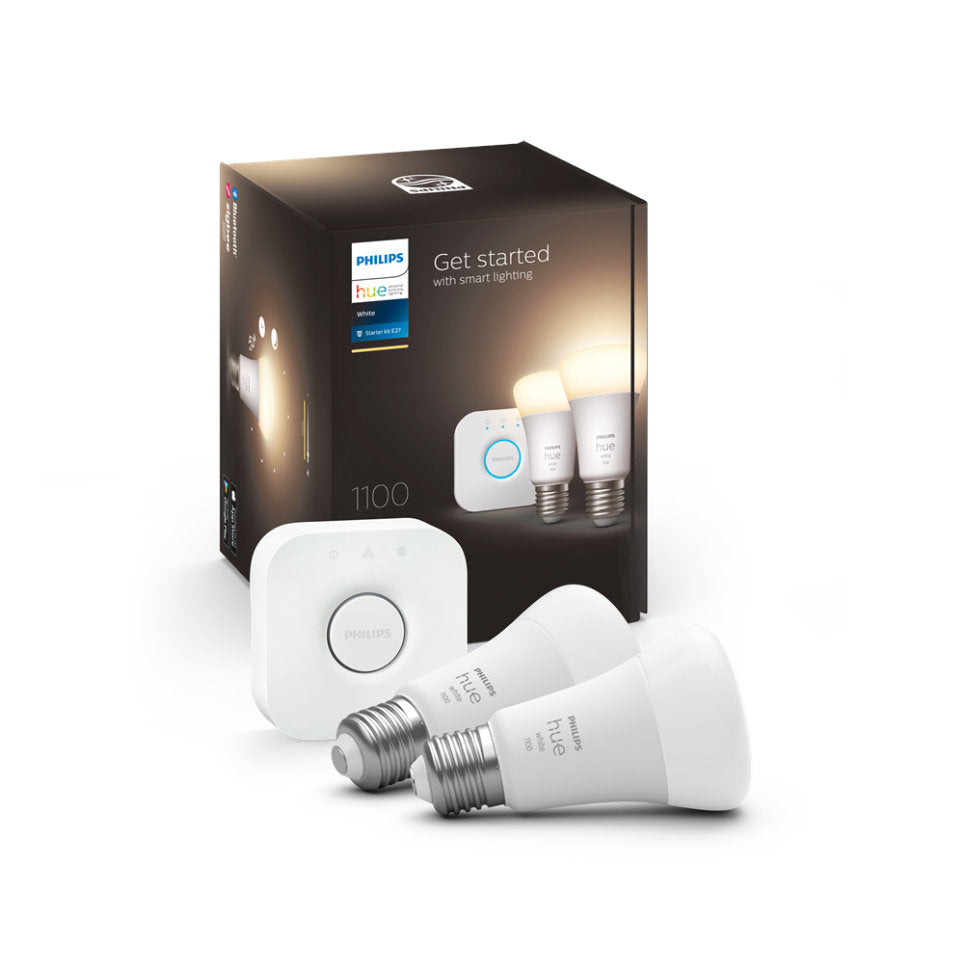 Philips Hue White Startsæt 2x E27-Pærer + Hue Bridge