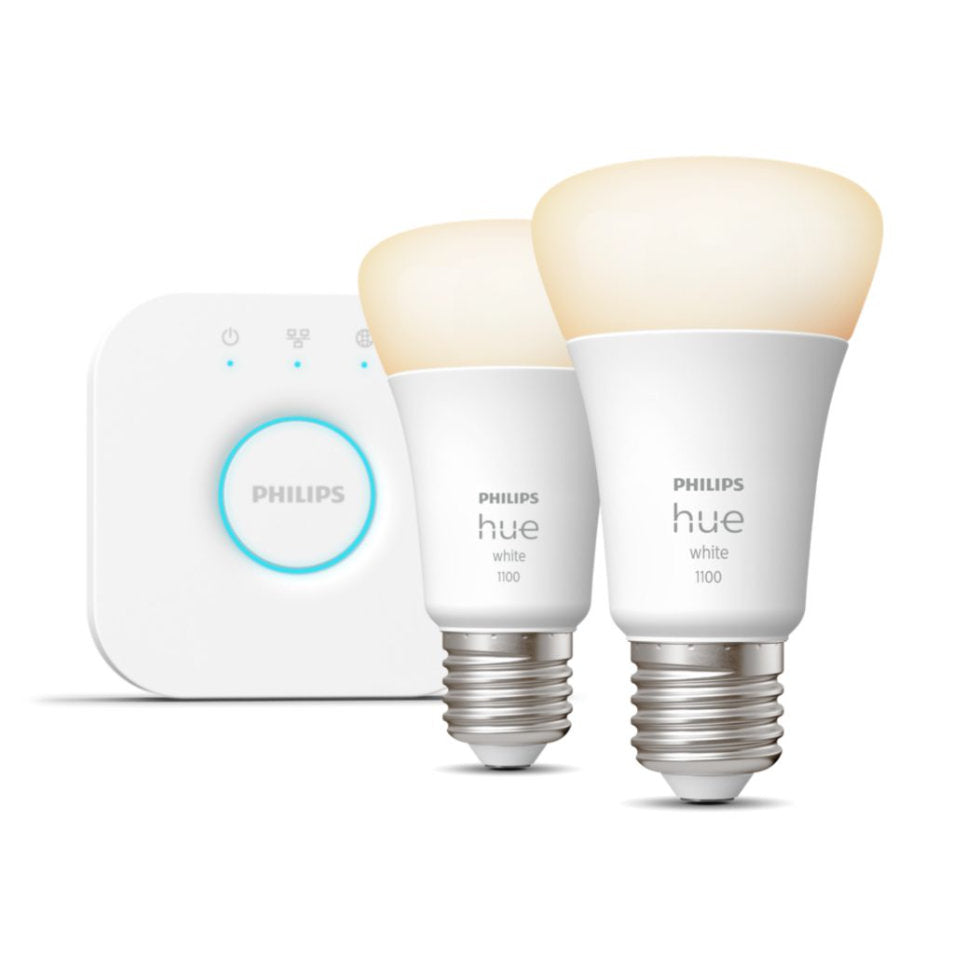 Philips Hue White Startsæt 2x E27-Pærer + Hue Bridge