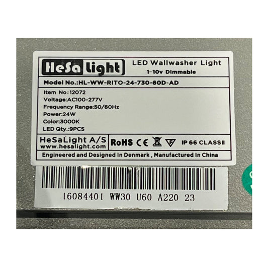 HeSaLight LED Wall Washer 24W 730 1350lm 60° Dim Grå IP66
