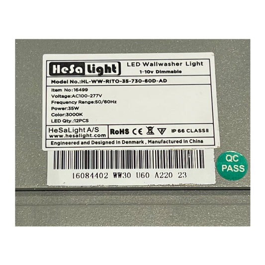 HeSaLight LED Wall Washer 35W 730 1750lm 60° Dim Grå IP66
