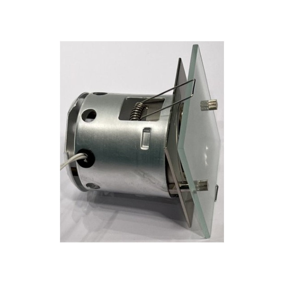 Unelco Downlight MR16 GU5.3 12V 4-Kant m/Bagdåse Børstet Stål Glas