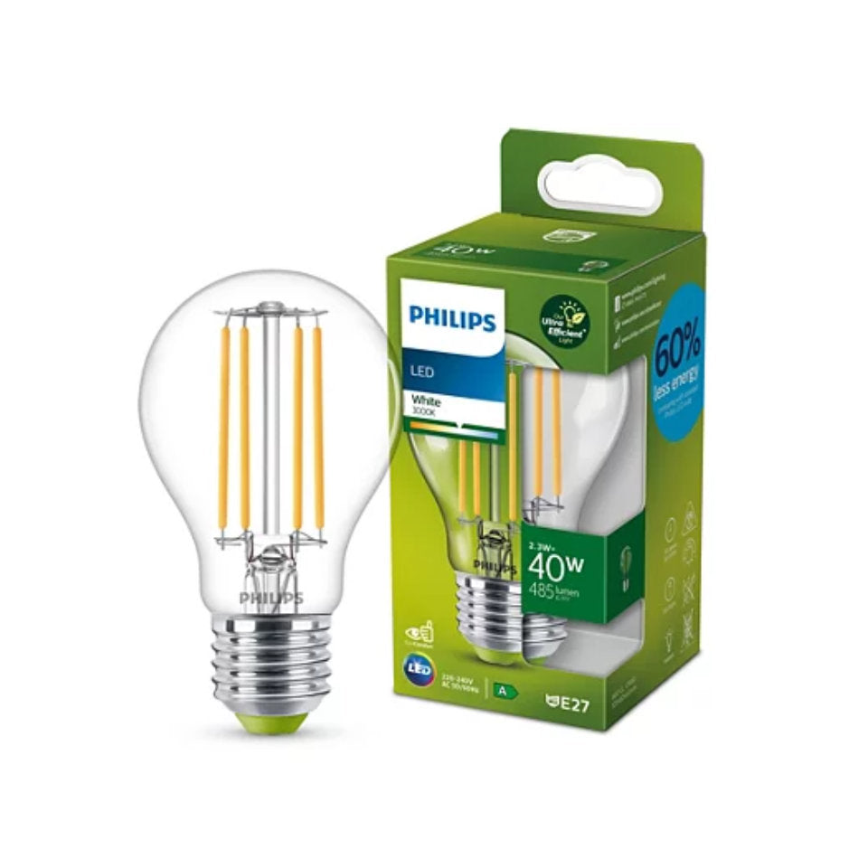 Philips LED Standardpære 2,3W(40W) 830 485lm Klar E27
