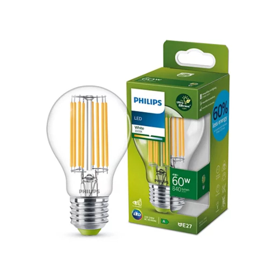 Philips LED Standardpære 4W(60W) 830 840lm Klar E27
