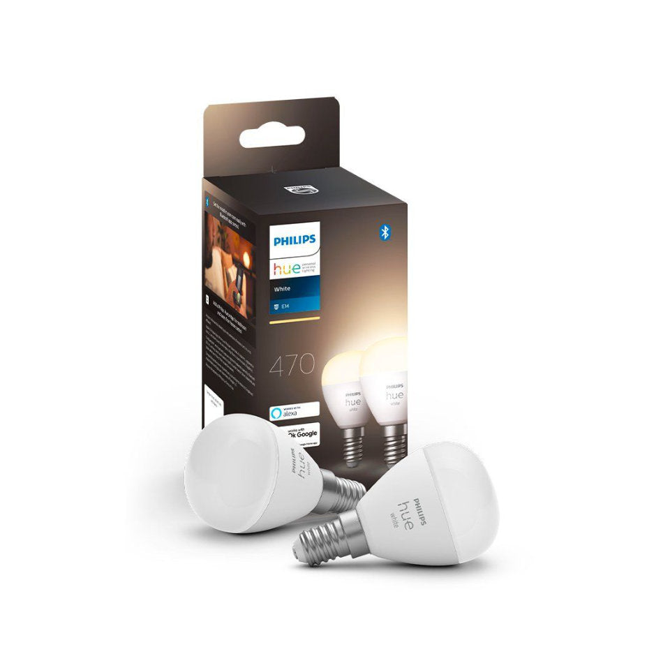 Philips Hue LED Kronepære 5,7W(40W) White E14 2-Pak