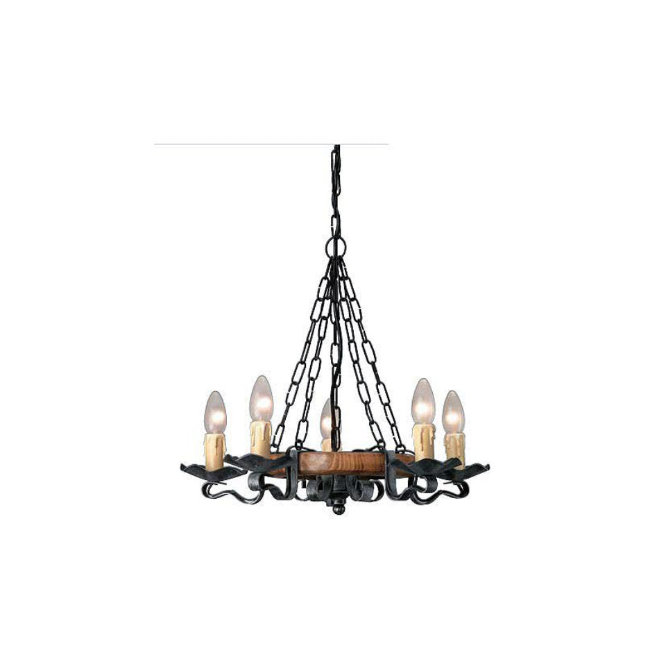 Massive Loftlampe Johnson Ø51cm. Sort/Træ