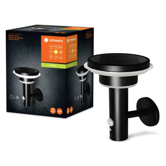 Ledvance LED Væglampe Endura 6W 840 400lm Sensor Solcelle IP44 Sort
