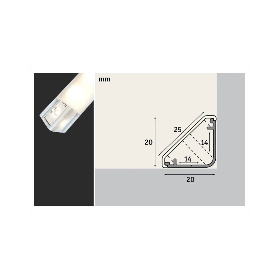Paulmann LED Bånd Tilbehør Delta Profil 1m Alu/Satin