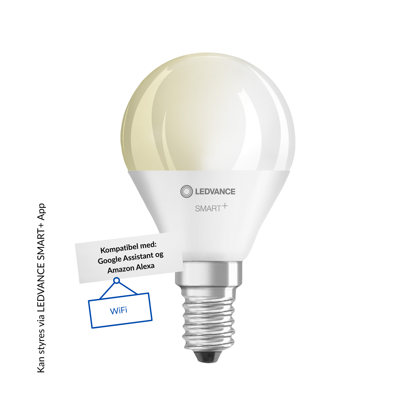 Ledvance Smart+ LED Kronepære 4,9W(40W) 827 470lm Dim WiFi E14 3-pak