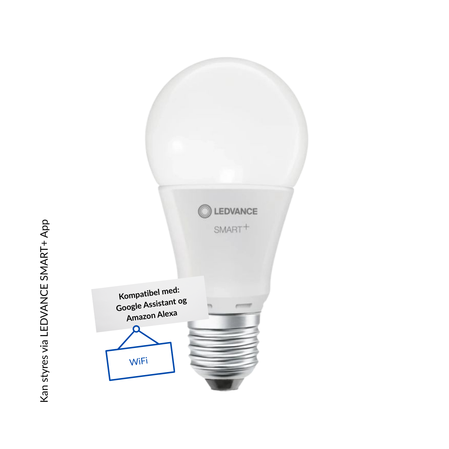 Ledvance Smart+ LED Standardpære 9W(60W) 827 806lm Dim WiFi E27 3-Pak