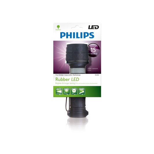 Philips LED Lommelygte Gummi 21cm Sort