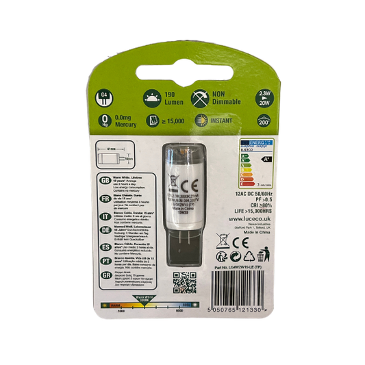Luceco LED G4 2,3W(20W) 830 190lm Hvid