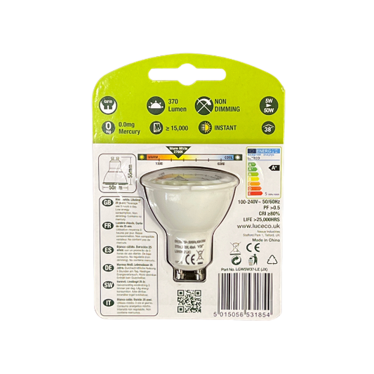 Luceco LED GU10 5W(50W) 827 370lm 38° Hvid