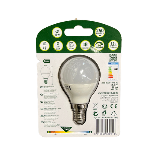 Luceco LED Kronepære 3W(25W) 827 250lm Mat E14