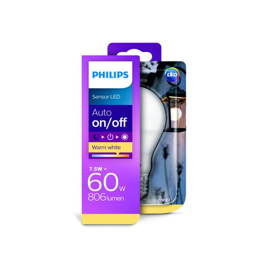 Philips LED Standardpære 7,5W(60W) 827 806lm Sensor Mat E27