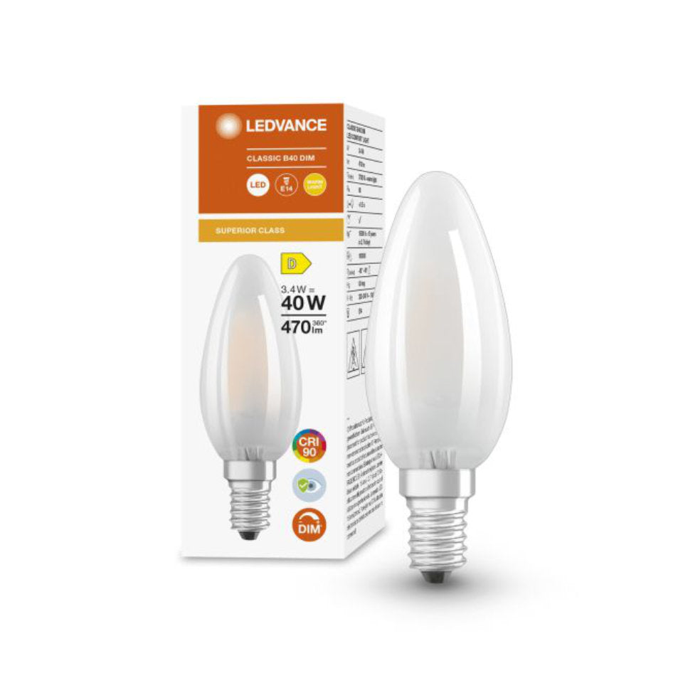 Ledvance LED Kertepære 3,4W(40W) 927 470lm Mat E14