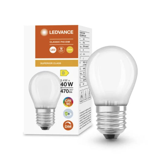 Ledvance LED Kronepære 3,4W(40W) 927 470lm Dim Mat E27