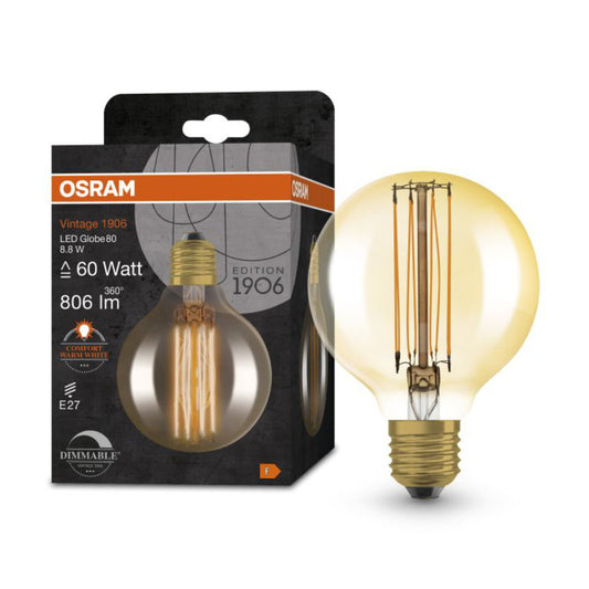 Osram LED Globepære 8,8W(60W) 822 806lm Ø80 Dim Gold E27