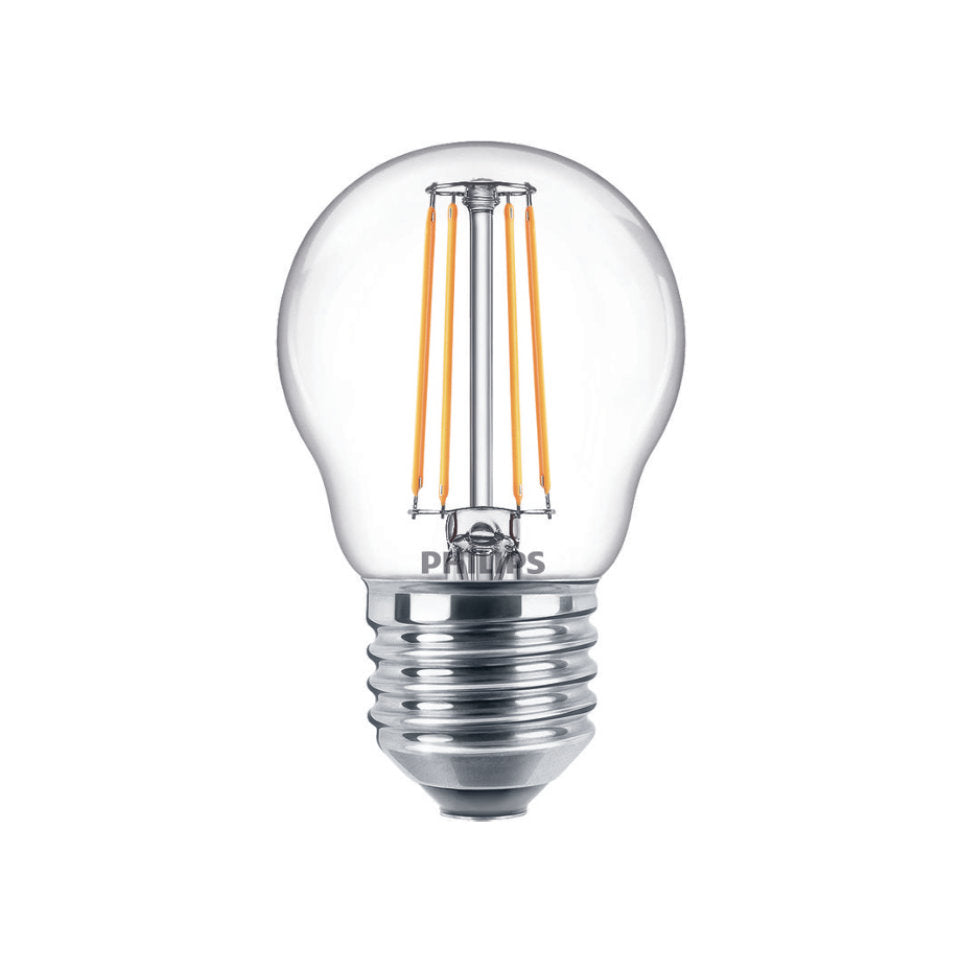 Philips LED Kronepære 4,3W(40W) 827 470lm Klar E27 2-Pak
