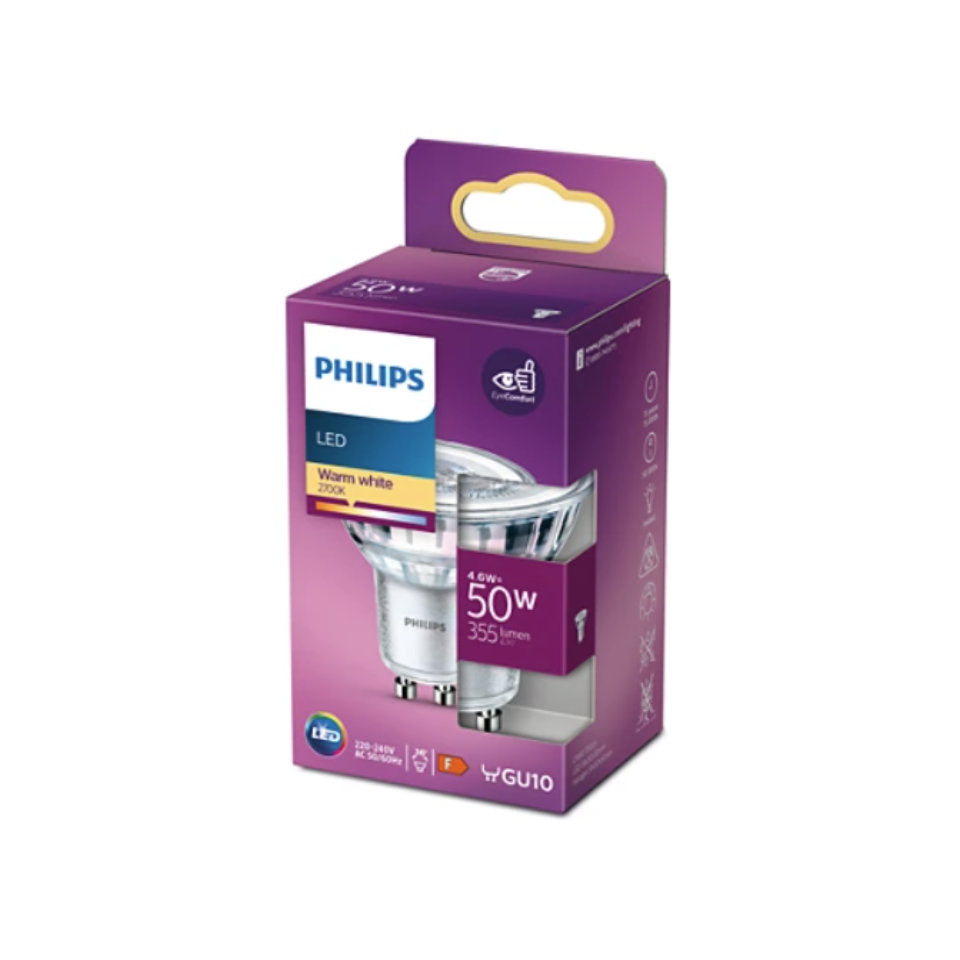 Philips LED GU10 4,6W(50W) 827 355lm 36° Klar
