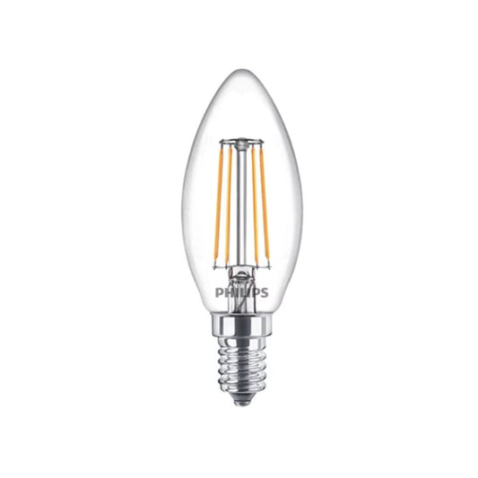 Philips LED Kertepære 4,3W(40W) 827 470lm Klar E14 2-Pak