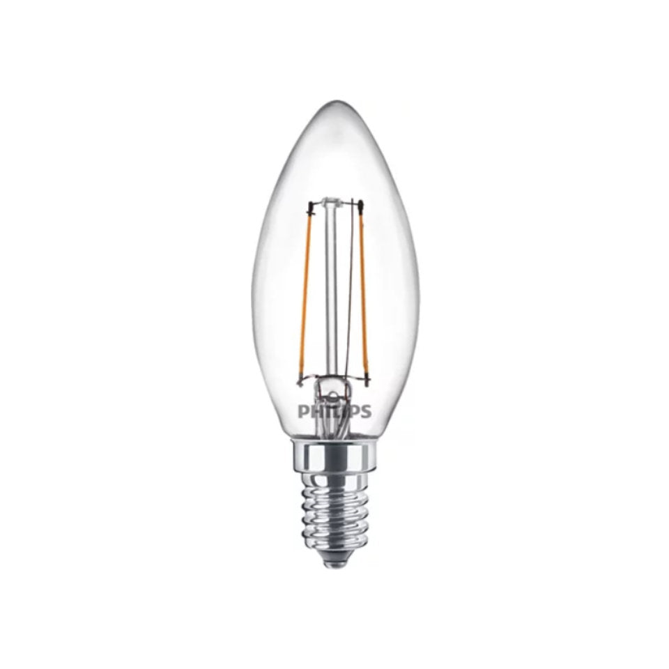 Philips LED Kertepære 2W(25W) 827 250lm Klar E14 2-Pak