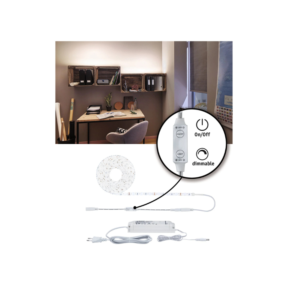 Paulmann LED Bånd SimpLED Power Lysbånd Hvid Kompletsæt 50W 840 5500lm Dim 5m