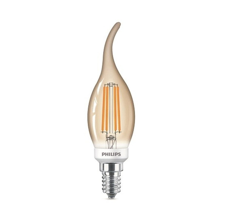 Philips LED Kertepære 5W(35W) 825 410lm. Dim Gold Vindstød E14