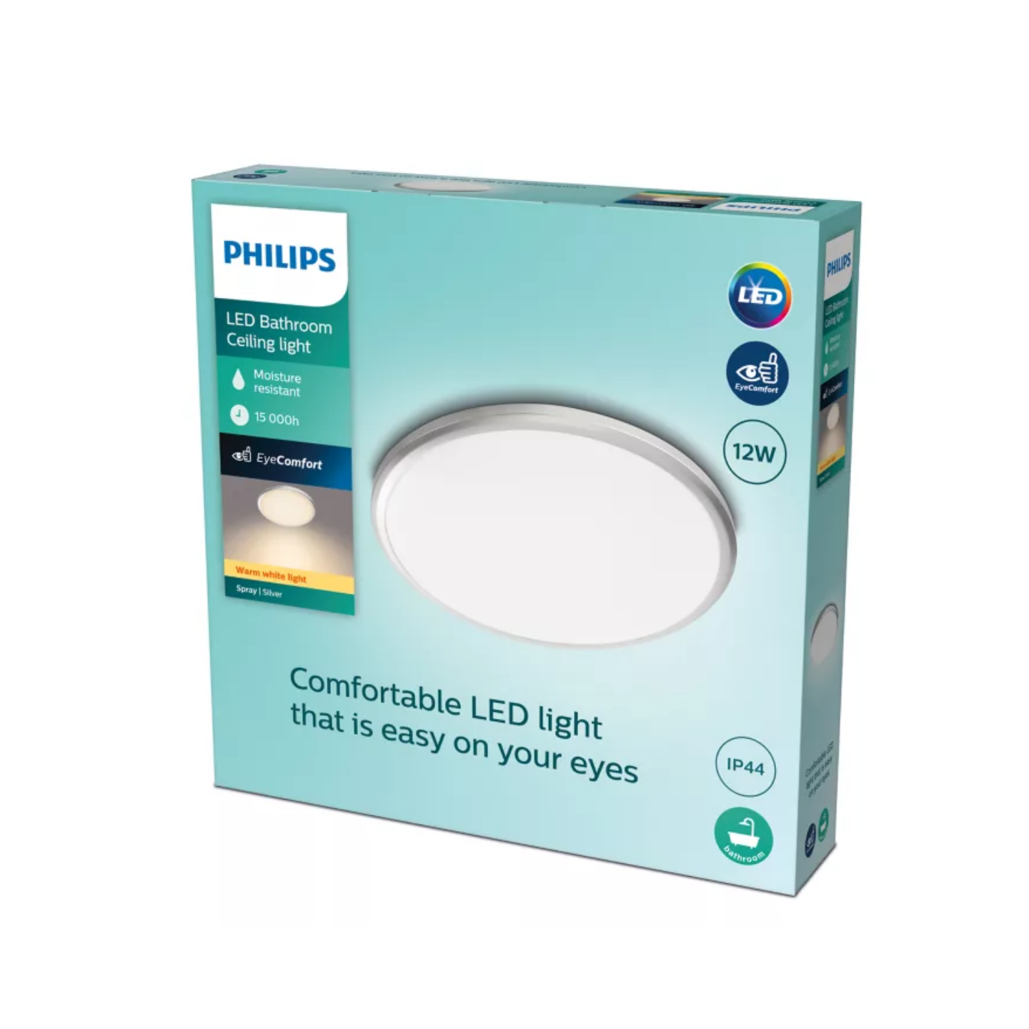 Philips LED Loftlampe 12W 827 1200lm EyeComfort Ø28,7cm. Sølv