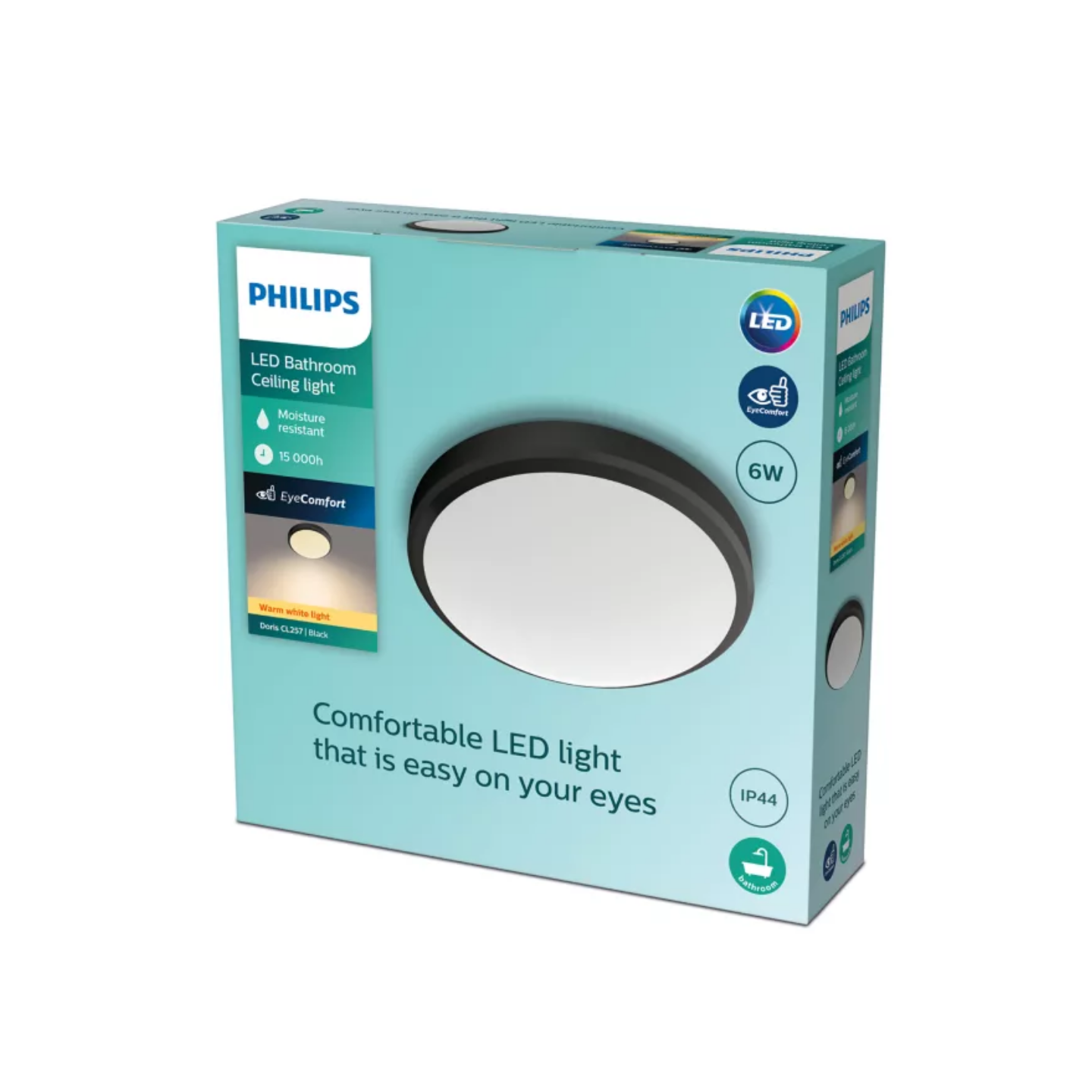 Philips LED Loftlampe 6W 827 600lm EyeComfort Ø22cm. Sort