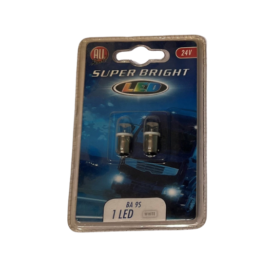 All Ride LED Autopære 24V 1 LED Hvid BA9s 2-Pak