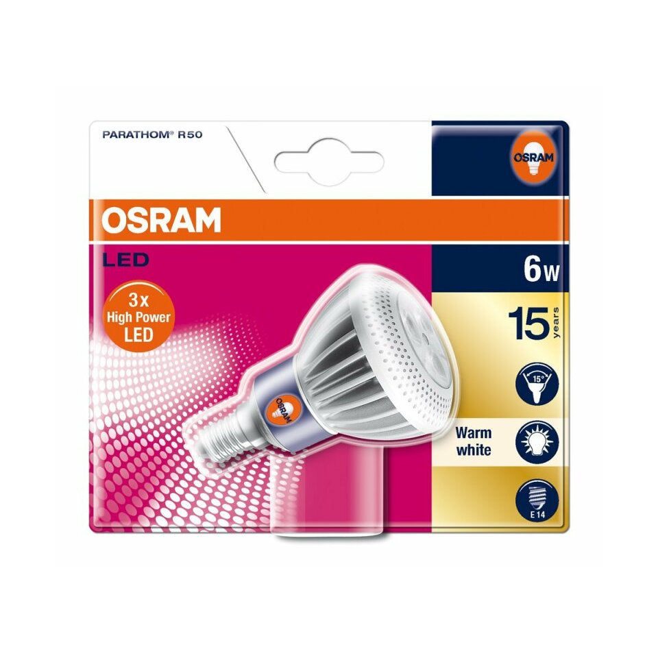 Osram LED Reflektorpære R50 6W(25W) 840 15° Grå/Sølv E14