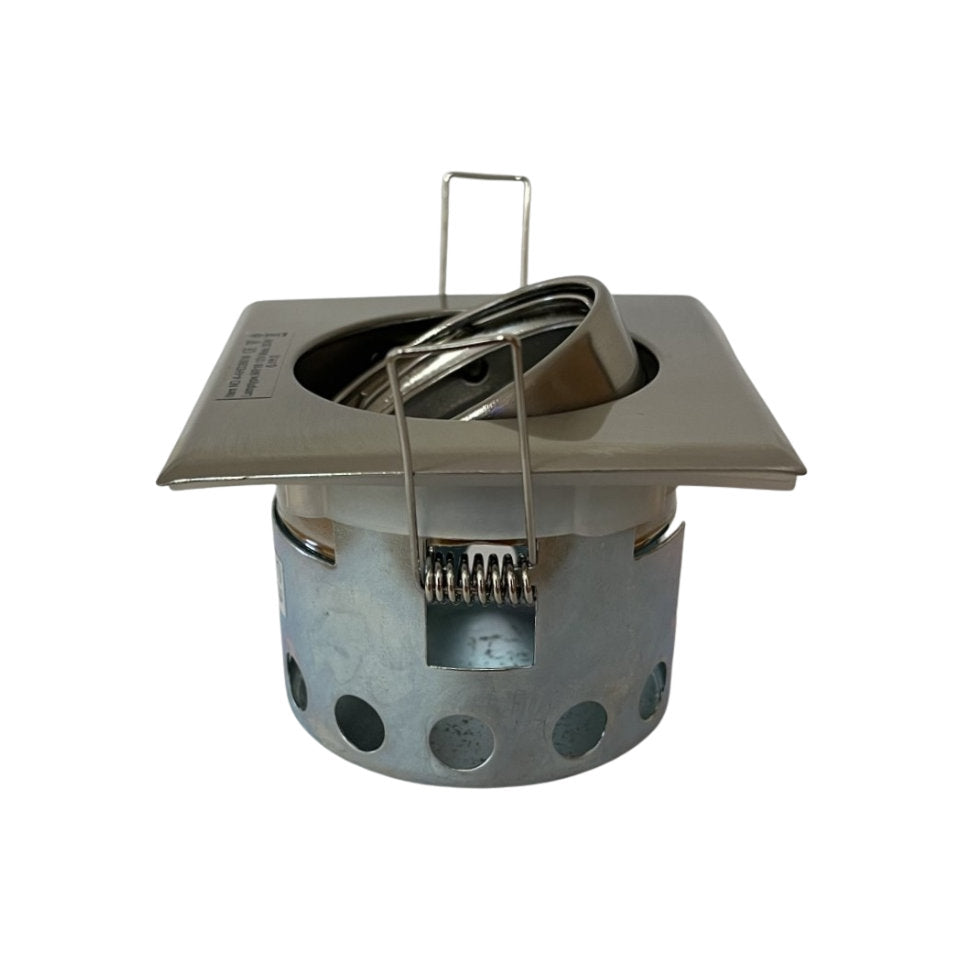 Unelco Downlight MR16 GU5.3 12V 8,5x8,5cm 4-Kant Kipbar m/Bagdåse Børstet Stål