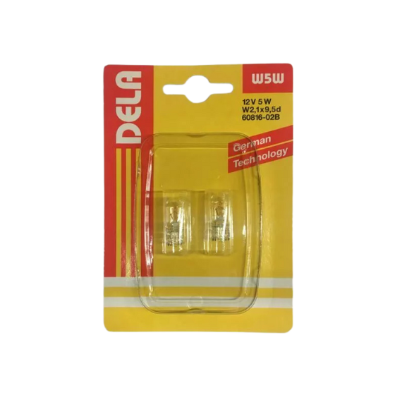 DELA Autopære W5W 5W 12V W2.1x9.5d 2-Pak