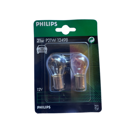 Philips Autopære P21W 21W 12V BA15s 2-Pak