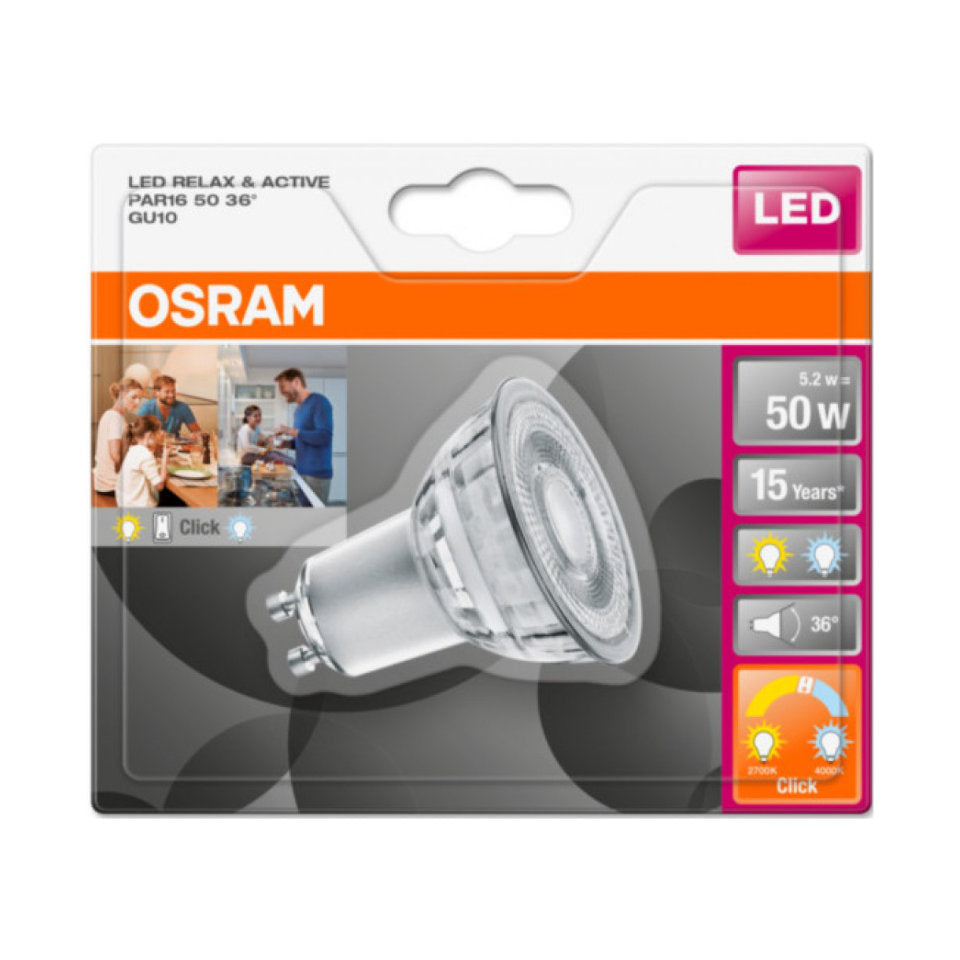 Osram LED GU10 5,2W(50W) 827/840 345lm 36° Klar