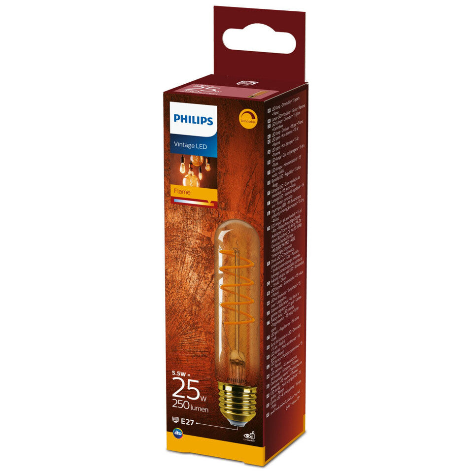 Philips LED Rørpære T32 5,5W(25W) 820 250lm. Dim Gold E27