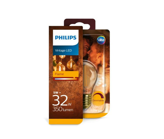 Philips LED Kronepære 5W(32W) 822 350lm. Dim Flame Gold E27